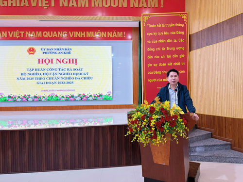 Ông Trương Thanh Toàn – Phó Chủ tịch UBND phường An Khê phát biểu khai mạc Hội nghị tập huấn